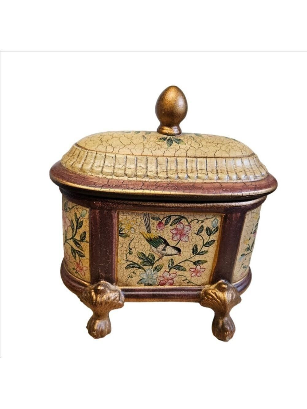 Handpainted Crackle Finish Ceramic Jewelry/Storage Decor Box